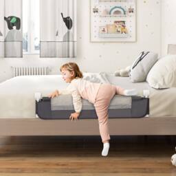 Costway Foldable Toddler Bed Rail Baby Safety Guard w/Removable Cover in Dark Grey - thumbnail 4