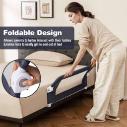 Costway Foldable Toddler Bed Rail Baby Safety Guard w/Removable Cover in Dark Grey - thumbnail 8