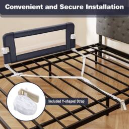 Costway Foldable Toddler Bed Rail Baby Safety Guard w/Removable Cover in Dark Grey - thumbnail 7