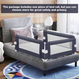 Costway Foldable Toddler Bed Rail Baby Safety Guard w/Removable Cover in Dark Grey - thumbnail 5