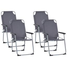 Wyld and Coco Garden Chairs Set of 4 - Grey Powder-Coated Steel Folding Mesh - thumbnail 2