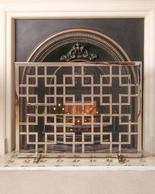 Dibor Traditional Silver Kensington Nickel Fireplace Guard Fireside Fire Screen H62cm x W84cm - image 1