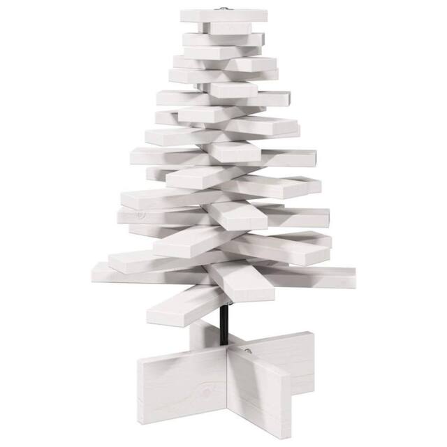 Berkfield Home Wooden Christmas Tree for Decoration White 60 cm Solid Wood Pine - image 1