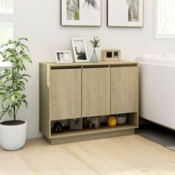 Berkfield Home Sideboard Sonoma Oak 97x31x75 cm Engineered Wood in Beige - Size: 97 x 31 x 75 cm - thumbnail 3
