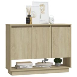 Berkfield Home Sideboard Sonoma Oak 97x31x75 cm Engineered Wood in Beige - Size: 97 x 31 x 75 cm - thumbnail 4