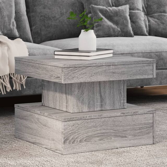 Berkfield Home Coffee Table with LED Lights Grey Sonoma 50x50x40 cm - Size: 50 x 50 x 40 cm - image 1