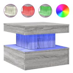 Berkfield Home Coffee Table with LED Lights Grey Sonoma 50x50x40 cm - Size: 50 x 50 x 40 cm - thumbnail 2
