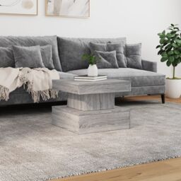 Berkfield Home Coffee Table with LED Lights Grey Sonoma 50x50x40 cm - Size: 50 x 50 x 40 cm - thumbnail 4