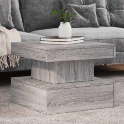 Berkfield Home Coffee Table with LED Lights Grey Sonoma 50x50x40 cm - Size: 50 x 50 x 40 cm - thumbnail 1