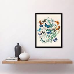 Artery8 William Forsell Kirby Framed Wall Art Blue & Orange Butterflies in White - Size: A4 - thumbnail 2