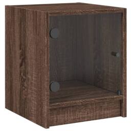 Berkfield Home Elegant Bedside Cabinets with Glass Doors 2 pcs Brown Oak 35x37x42 cm - Size: 35 x 37 x 42 cm - thumbnail 6