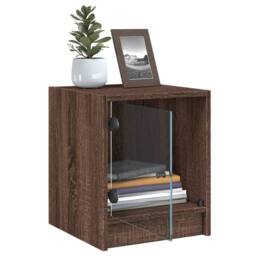 Berkfield Home Elegant Bedside Cabinets with Glass Doors 2 pcs Brown Oak 35x37x42 cm - Size: 35 x 37 x 42 cm - thumbnail 5