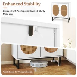 Costway Rattan Storage Cabinet 2 Door Buffet Sideboard w/Adjustable Shelf-White in White - thumbnail 8