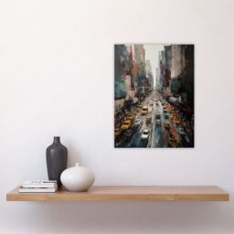 "Artery8 NYC New York Rush Hour Traffic Acrylic Painting 5th Avenue Yellow Cabs Unframed Wall Art Print Poster Home Decor Premium - Size: W12"" x H16""" - thumbnail 4