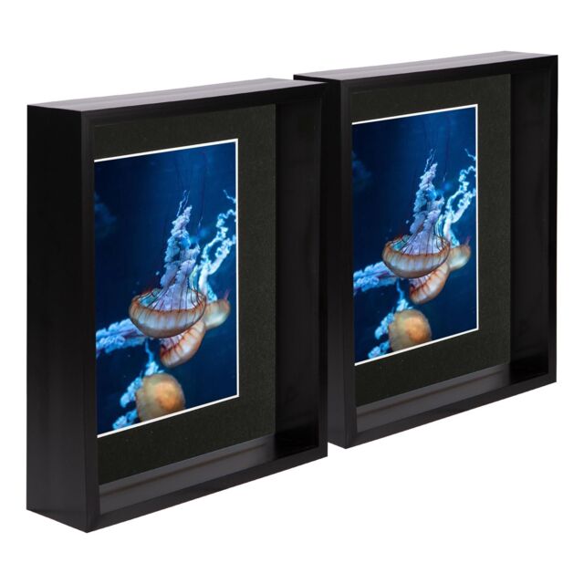 "Nicola Spring 8"" x 10"" 3D Deep Box Photo Frames - 5"" x 7"" Mount - Black - Pack of 2" - image 1