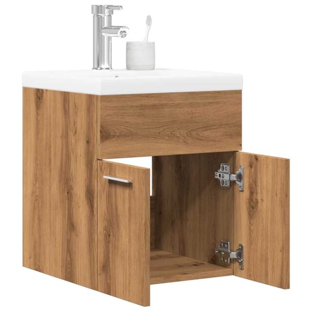 Berkfield Home 2 Piece Bathroom Furniture Set Artisan Oak Engineered Wood in Brown - image 1