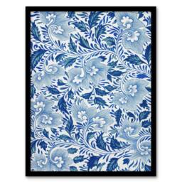 Artery8 Owen Jones Elegant Ornamental Flower Pattern Framed Wall Art Print in Blue - Size: A4 - thumbnail 1