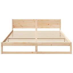 Berkfield Home Elegant Bed Frame Natural Wood Solid Pine Wood 180 x 200 cm Durable in Beige - thumbnail 5