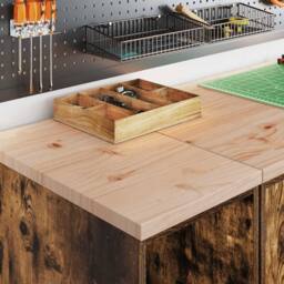 Berkfield Home Garage Storage Cabinet Smoked Oak 30x51x85 cm Solid Wood Pine in Brown - Size: 30 x 51 x 85 cm - thumbnail 4