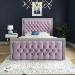 DS Living Cheltenham Glitter & Pink Velvet Upholstered Bed Frame - Size: Single - thumbnail 3