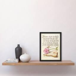 Artery8 Mayfly Red Campion & Pear Calligraphy Framed Wall Art Print in Beige - Size: A4 - thumbnail 4
