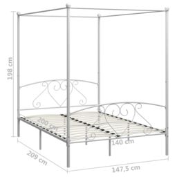 Berkfield Home Canopy Bed Frame White Metal 140x200 cm - thumbnail 5