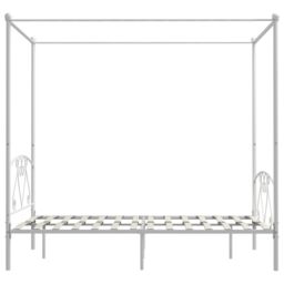Berkfield Home Canopy Bed Frame White Metal 140x200 cm - thumbnail 4