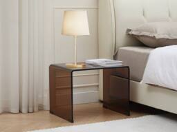 Vente-unique Bedside Table - Curved Toughened Glass - Brown - SUZANA in Clear