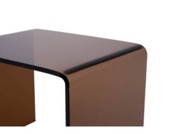 Vente-unique Bedside Table - Curved Toughened Glass - Brown - SUZANA in Clear - thumbnail 6