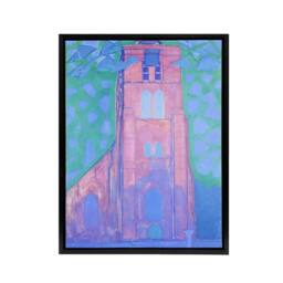 "Artery8 Church Tower Domburg Mondrian Vintage Black Framed Canvas Wall Art - Size: W12"" x H16""" - thumbnail 1