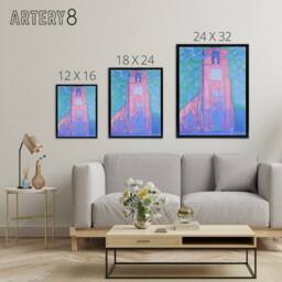 "Artery8 Church Tower Domburg Mondrian Vintage Black Framed Canvas Wall Art - Size: W12"" x H16""" - thumbnail 4