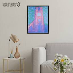 "Artery8 Church Tower Domburg Mondrian Vintage Black Framed Canvas Wall Art - Size: W12"" x H16""" - thumbnail 3