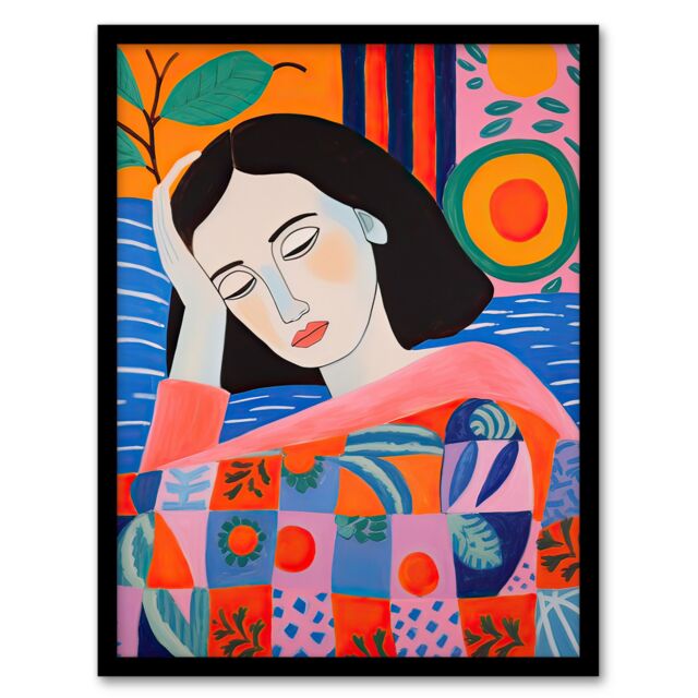 Artery8 Wall Art Print Dreaming of the Mediterranean Abstract Portrait Framed - Size: A4 - image 1