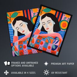 Artery8 Wall Art Print Dreaming of the Mediterranean Abstract Portrait Framed - Size: A4 - thumbnail 2
