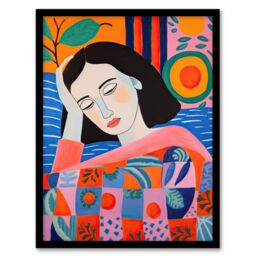 Artery8 Wall Art Print Dreaming of the Mediterranean Abstract Portrait Framed - Size: A4 - thumbnail 1