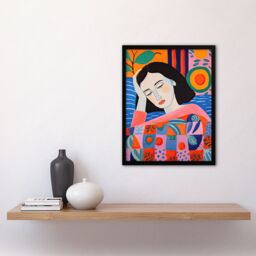Artery8 Wall Art Print Dreaming of the Mediterranean Abstract Portrait Framed - Size: A4 - thumbnail 4