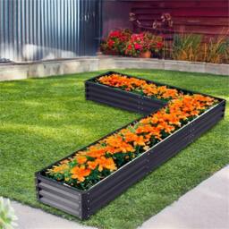 Nordara Black Outdoor Metal Raised Garden Bed Planter Box - thumbnail 3
