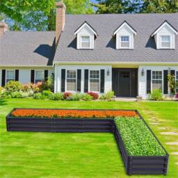 Nordara Black Outdoor Metal Raised Garden Bed Planter Box - thumbnail 1
