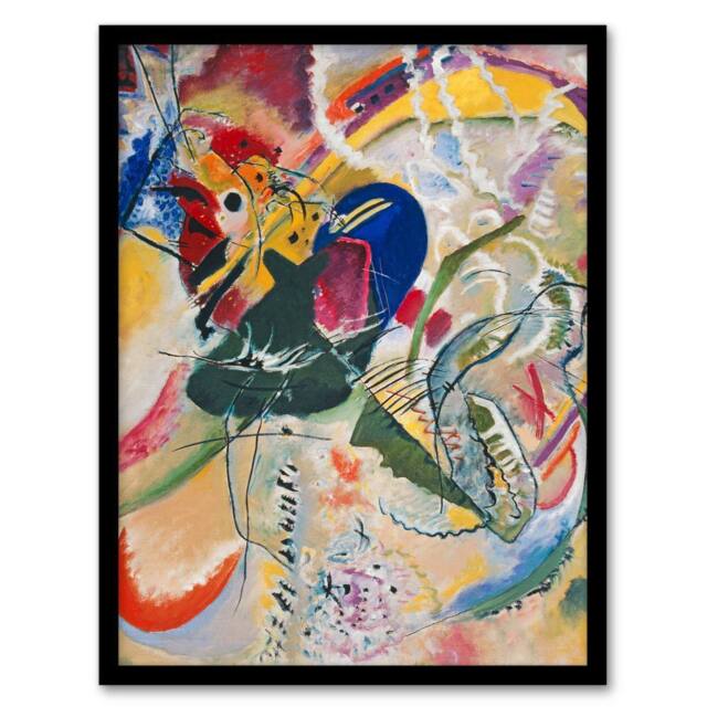 "Artery8 Improvisation 35 Colourful Abstract Kandinsky Framed Wall Art Print - Size: W12"" x H16""" - image 1