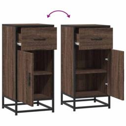 Berkfield Home Sideboard Brown Oak 35.5x35x76 cm Engineered Wood & Metal - thumbnail 8