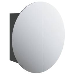 Berkfield Home Bathroom Cabinet with Round Mirror&LED Black 47x47x17.5 cm