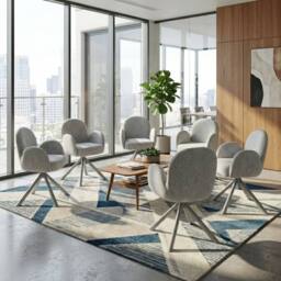 HOME LUXE INTERIOR Gstaad Grey Swivel Dining Chairs Set of 2 Fabric Spider Leg Armchair - thumbnail 4