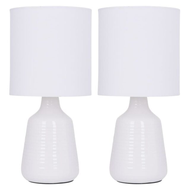 First Choice Lighting Set of 2 Ripple 29cm White Lamps - image 1