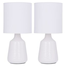 First Choice Lighting Set of 2 Ripple 29cm White Lamps - thumbnail 1