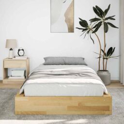 Berkfield Home Bed Frame without Mattress 100x200 cm Solid Wood Oak in Brown - thumbnail 4