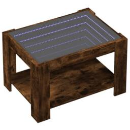 Berkfield Home Coffee Table with LED Smoked Oak 73x53x45 cm Engineered Wood in Brown - Size: 73 x 53 x 45 cm - thumbnail 3