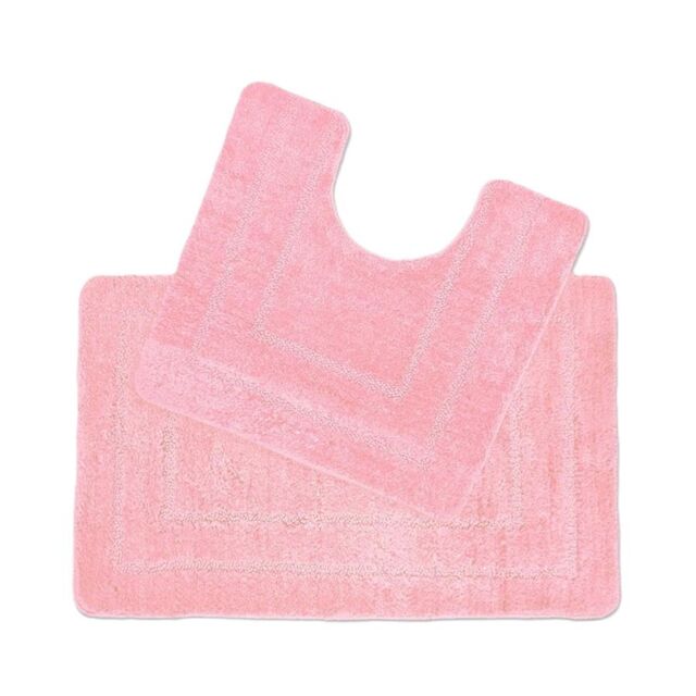 Allure Bath Fashions Two Piece Non-Slip Bath Mat & Pedestal Mat Set in Pale Pink - image 1
