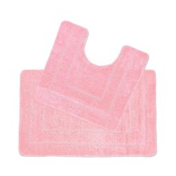 Allure Bath Fashions Two Piece Non-Slip Bath Mat & Pedestal Mat Set in Pale Pink - thumbnail 1