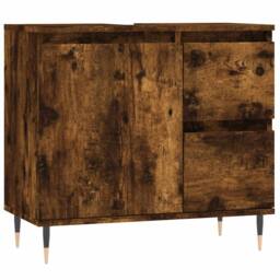 Berkfield Home Durable Bathroom Cabinet Smoked Oak 65x33x60 cm Engineered Wood in Brown - Size: 65 x 33 x 60 cm - thumbnail 3