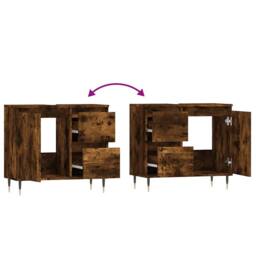 Berkfield Home Durable Bathroom Cabinet Smoked Oak 65x33x60 cm Engineered Wood in Brown - Size: 65 x 33 x 60 cm - thumbnail 9